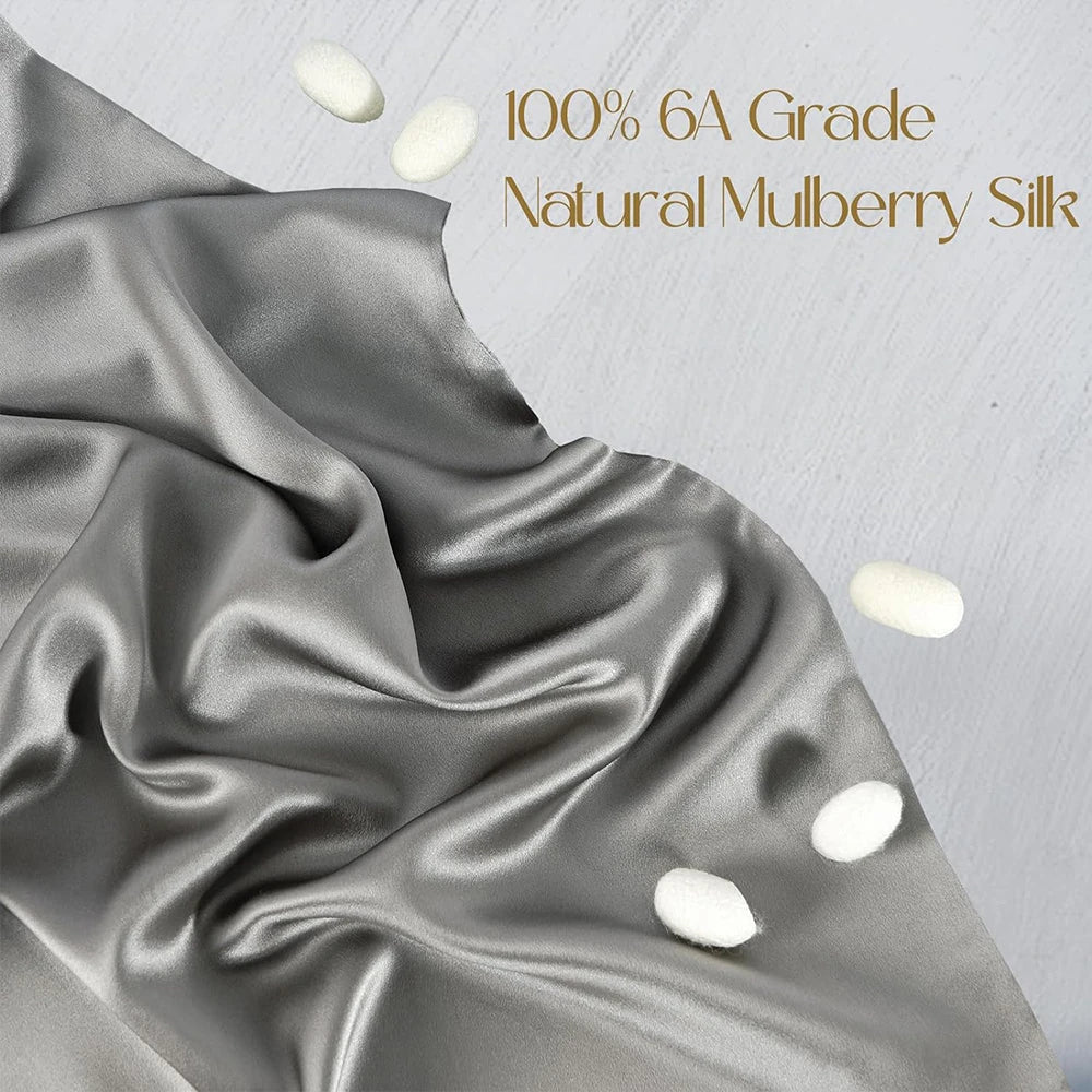 100% Natural Mulberry Silk Pillowcase with Hidden Zipper Double Sided Pure Silk Pillow Case Touch Soft &Cool Suitable for Summer