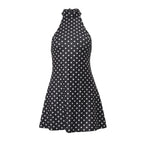 Candyhot Polka Dot Elegant Off Shoulder Sleeveless Backless High Waist Halter Mini Dress Y2K Summer Fashion Club Party Vestidos