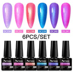 6PCS/SET Glitter Bright Pink Peach Gel Nail Polish Kit Spring Colorful Semi Permanent Soak Off Art UV Gel Varnish For Manicure