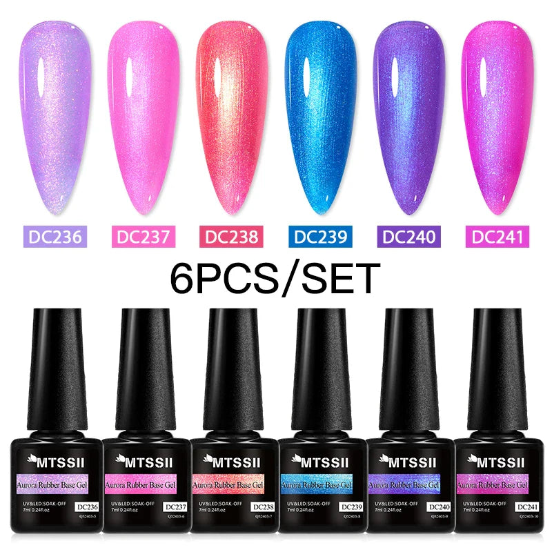 6PCS/SET Glitter Bright Pink Peach Gel Nail Polish Kit Spring Colorful Semi Permanent Soak Off Art UV Gel Varnish For Manicure