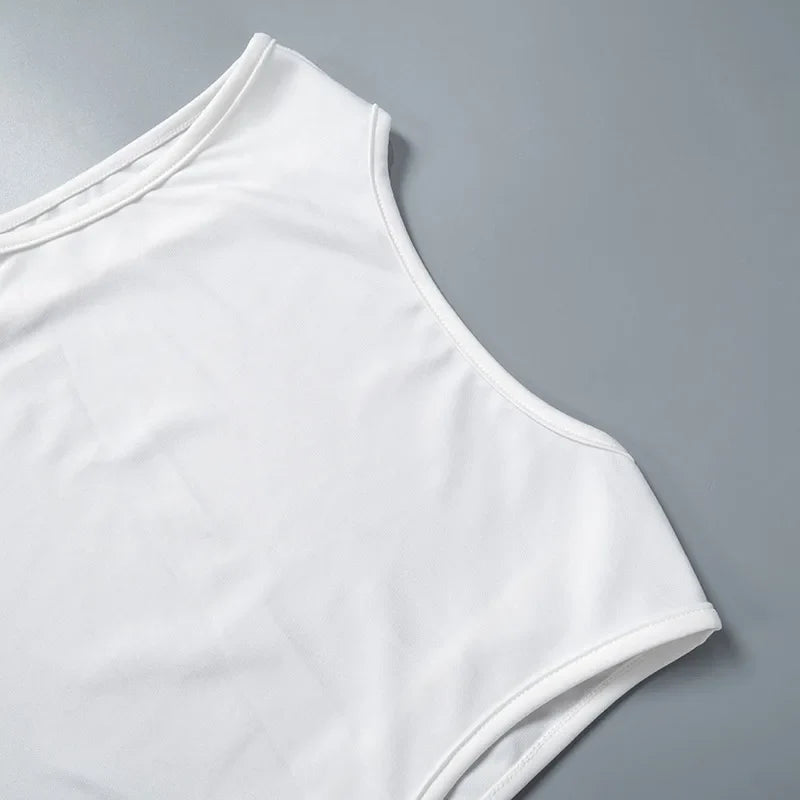 Elegant Sleeveless Backless Slim Fit Mini Dress Women Chic Round Collar A-line Short Dress 2025 Ruffle Edge Casual Dresses