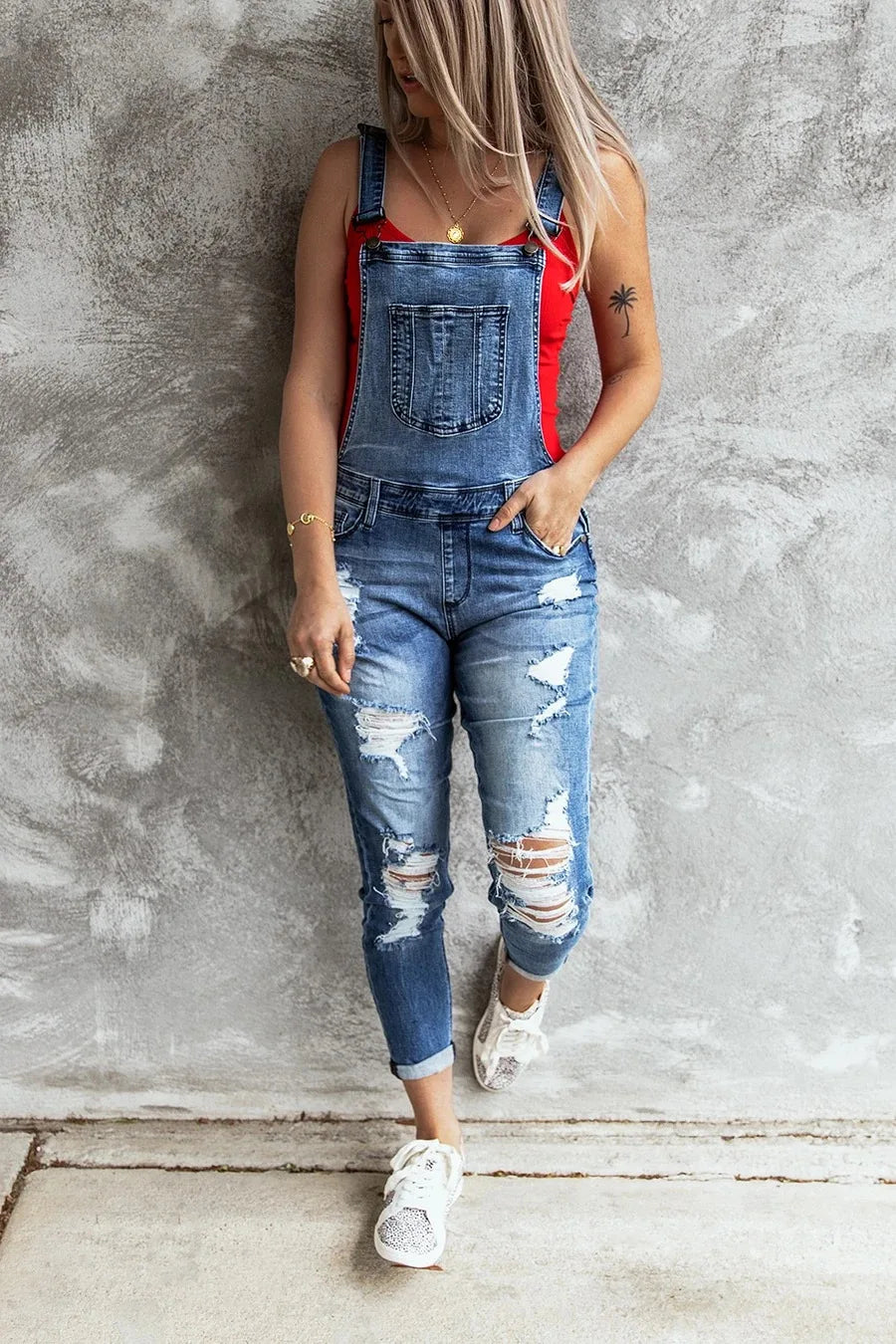 Denim Overalls Women 2023 Ripped Jeans Lady Jumpsuit Elastic Denim One Piece Pants Suspender Trousers Female Rompers Streetwear