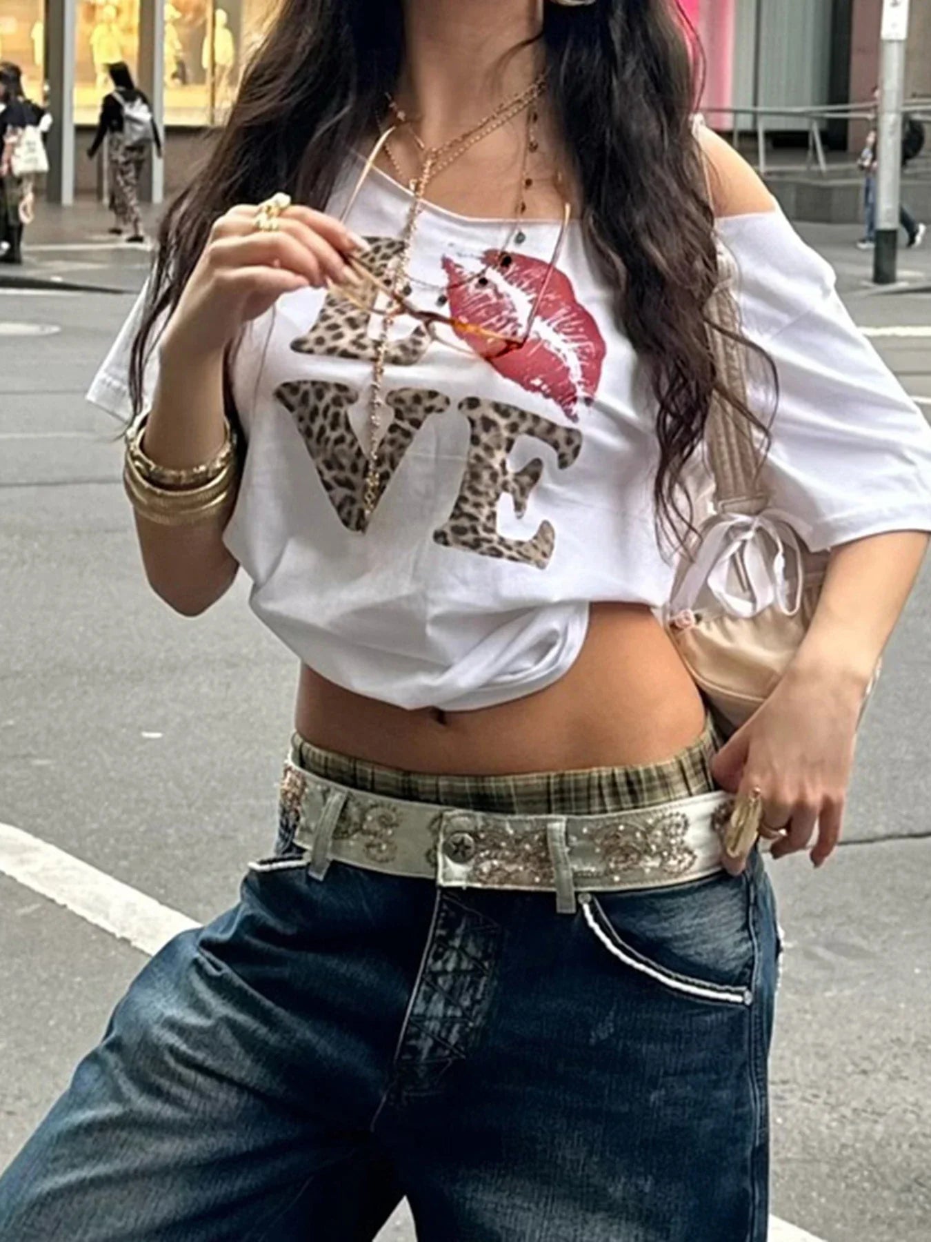 Cuteandpsycho Casual Sexy Crewneck Cropped Tops Slim Streetwear Summer Elastic Vintage Tees Short Sleeved Y2k Punk Clothings