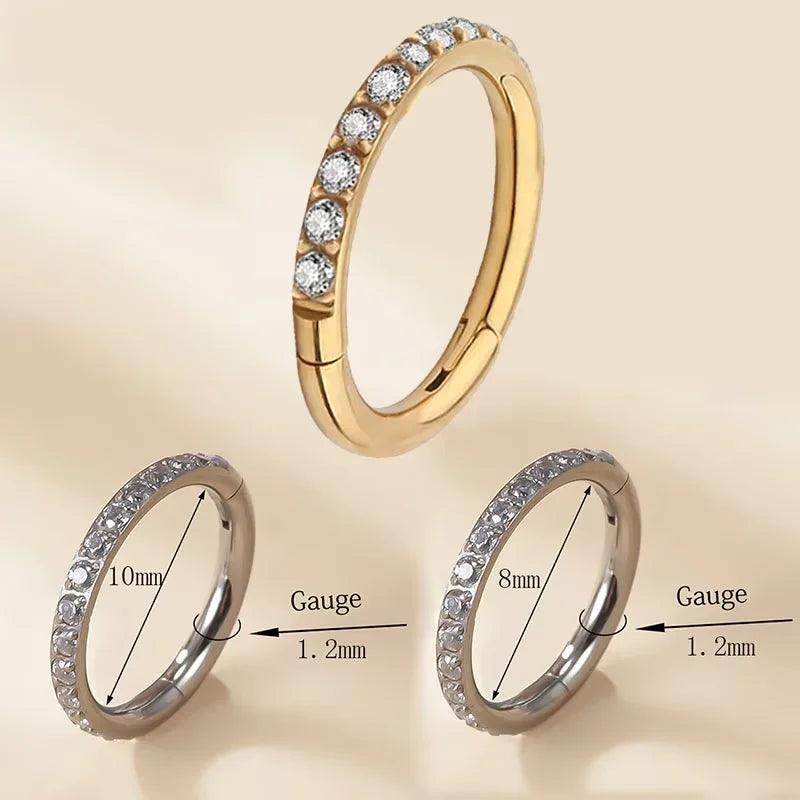 1/10Pc Stainless Steel Nose Ring CZ 16G Hinged Septum Clicker Segment Ear Tragus Cartilage Daith Lip Nose Body Piercing Jewelry