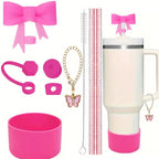 9pcs Accessories for Stanley 40oz Tumbler Cup Spill Proof Stopper 10mm Straw Cover Cap Silicone Boot Charm Chain Straw and Brush