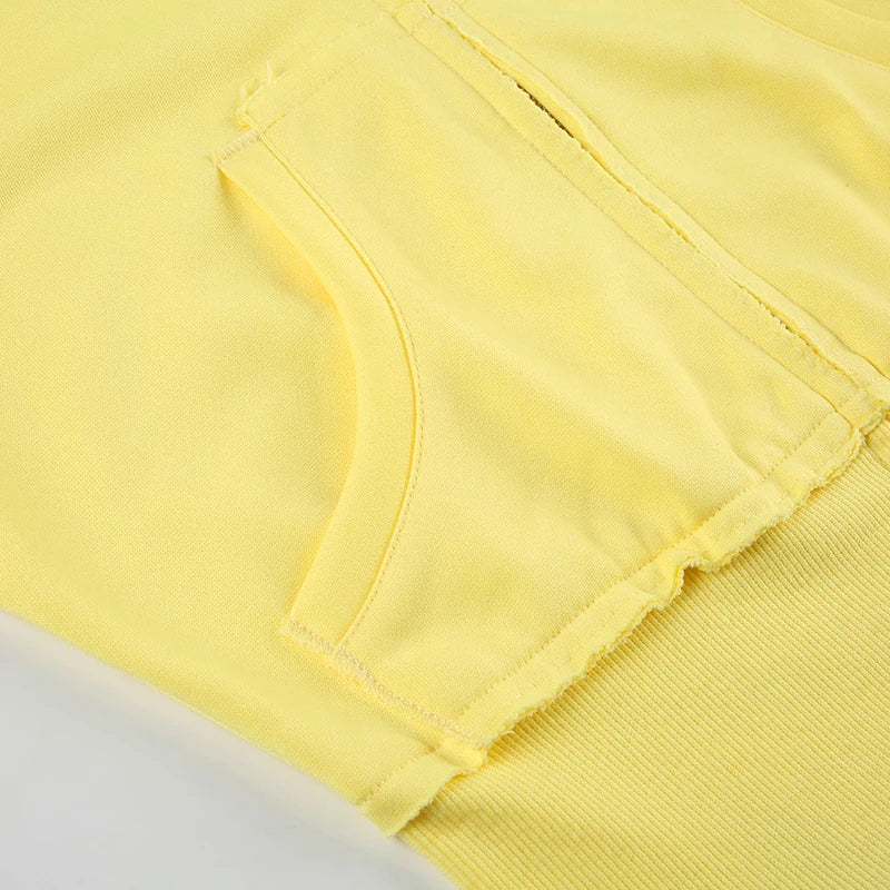 BIIKPIIK Drawstring Hooded Hoodie Suits Autumn Winter Solid Zipper Women Casual Pants Set Street Sporty Sweatshirt Two Piece Set