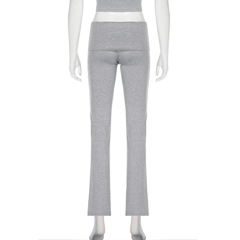 Cuteandpsycho Solid Chic Casual Straight Pants Basic Streetwear 2000s Y2K Trousers for Women Fashion Korean Harajuku Bottoms