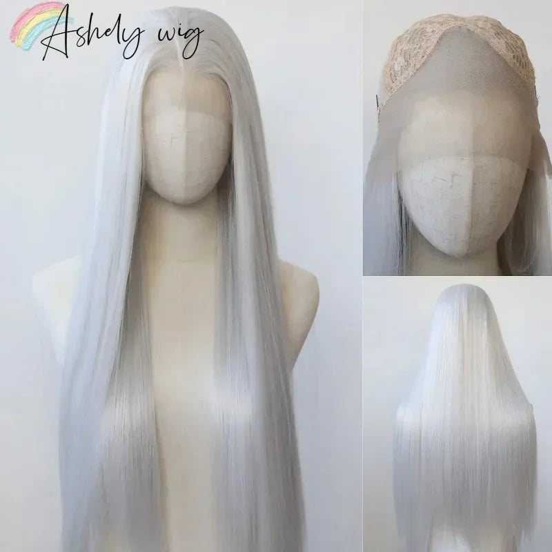 13*4 Dark Brown Synthetic Lace Front Wigs Chocolate Brown Long Straight Lace Front Wig for Women Pre Plucked Natural Hairline