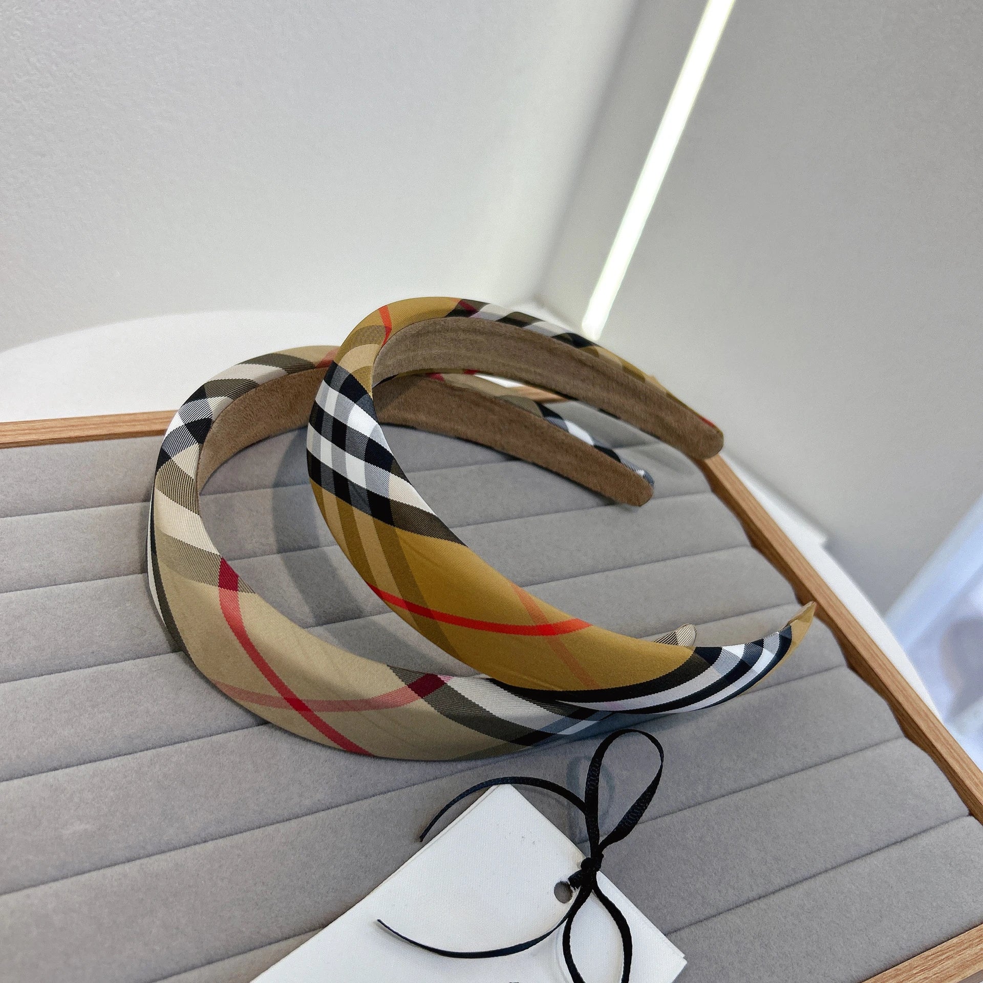 Classic Elegant Double Layer Korean Style Striped Plaid Hairband Hair Accessories For Women