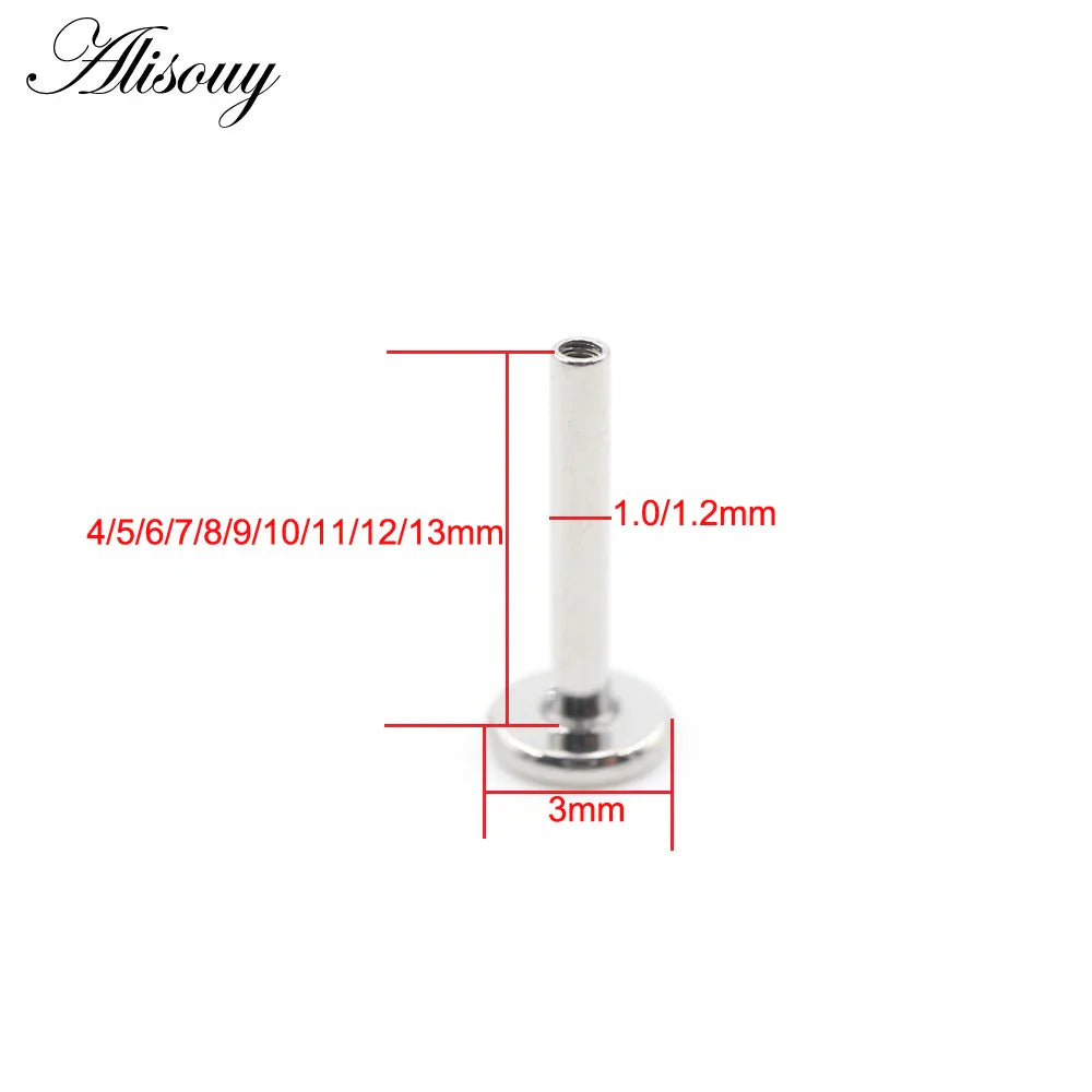 Alisouy 1PC G23 Titanium Internally Threaded Labret Shaft Lip Replacement Flat Bar Ear Tragus Stud Earring Body Piercing Jewelry