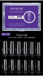 240PCs Extra Long XXL Size False Nail Tips Soft Gel Coffin Square Almond Fake Nail Tips Half Matte No Trace Traceless Nails