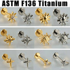 ASTM F136 Solid Titanium Internally Threaded Cross Cz Cartilage Earrings Stud Helix Tragus Lobe Piercing Labret Lip Ring Jewelry
