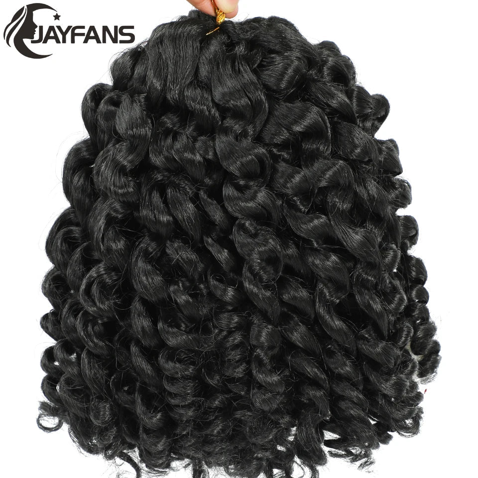 1- 5 Packs 8 inch Jumpy Wand Curl Jamaican Bounce Crochet Hair Natural Black Wand Curls Crochet Hair Short Curly Crochet Braids