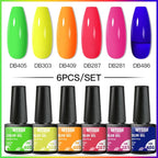 6PCS/SET Glitter Bright Pink Peach Gel Nail Polish Kit Spring Colorful Semi Permanent Soak Off Art UV Gel Varnish For Manicure