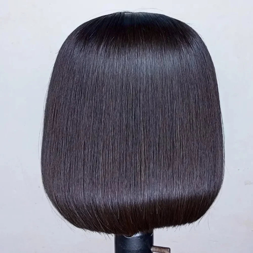 100% Human Hair Wig Glueless Braided Closure Hd Lace Frontal Wig Pre Cut Vietnamese Straight Short Bob Lace Front Wig for Women