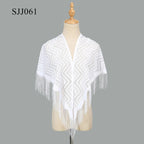 2024 White/Black Catholic Woman Spanish Style Lace Tassel Church Veil Head Covering Long Veil Floral Scarves Wedding Accessories