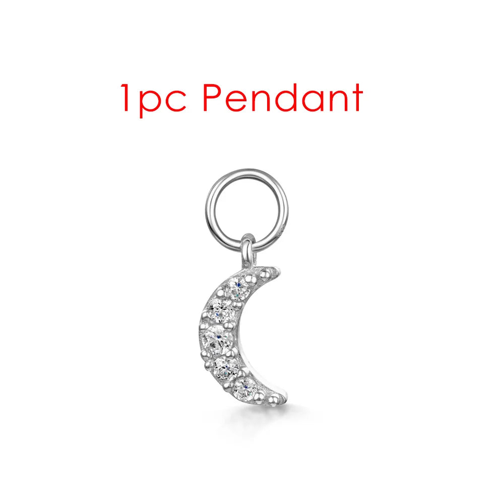 1PC Little Star Moon Snake Crystal Charms Pendant Helix Daith Earrings for Women Hanging Matching Piercing Lobe Tragus Jewelry