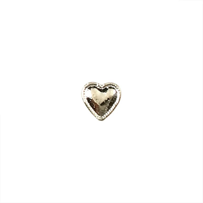20PCS 3D Glossy Gold Silver Metallic Love Heart Various Crook Frame Solid Alloy Nail Art Rhinestones Decorations Manicure Charms