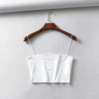 2024 Summer Women's Crop Top Sexy Elastic Cotton Camis sleeveless Short Tank Top Bar