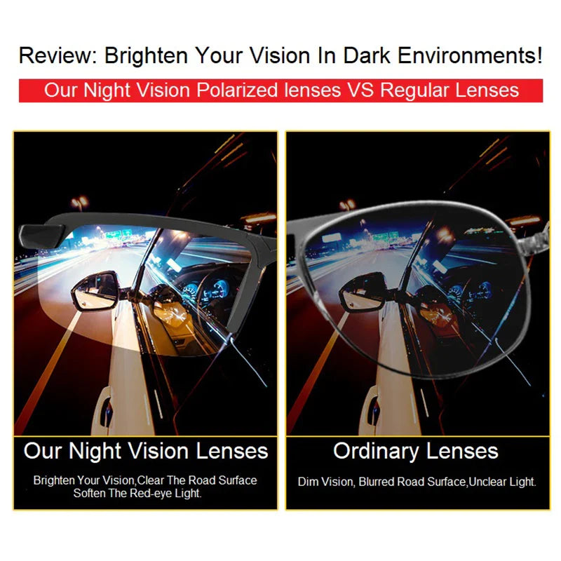 1/2PCS Night Vision Glasses Men Anti-Glare Driving Goggle Half Frame Polarized Sunglasses for Driver UV400 Day and Night Glasses