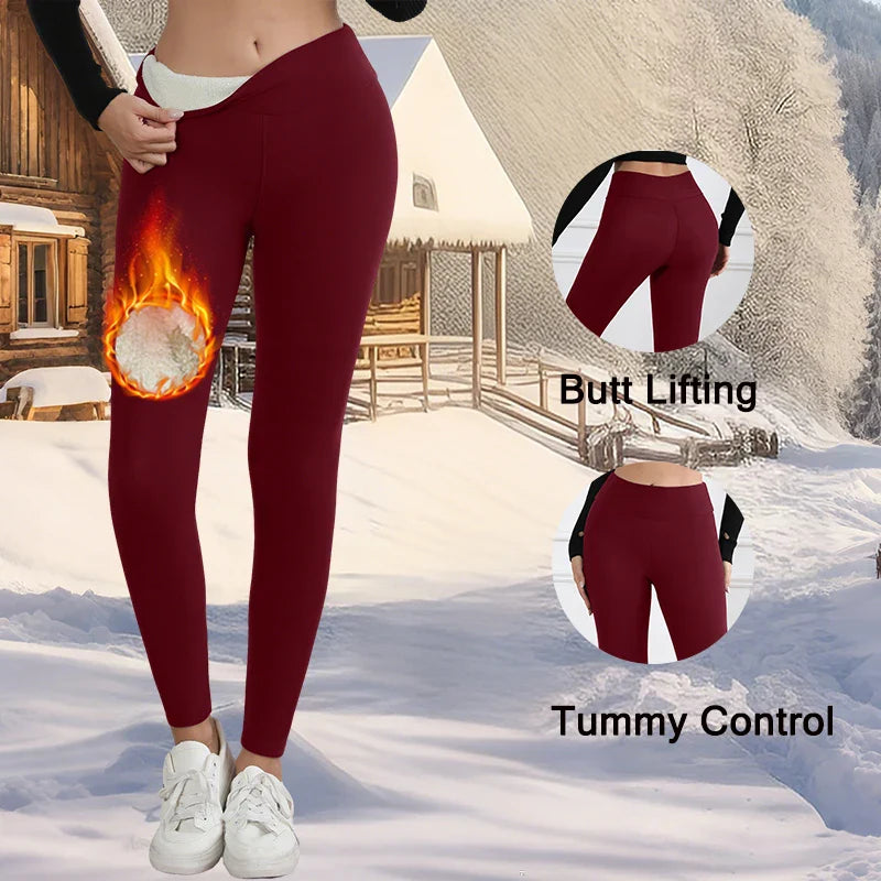 Autumn Winter Warm Fleece Women Leggings Velvet Thicken High Waist Tights Elastic Slim Solid Color Leggings Prevent Cold Tights