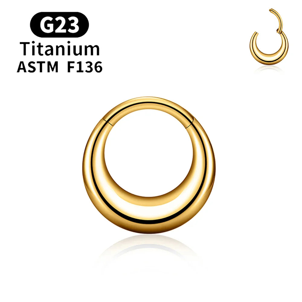 ASTM F136 Titanium 16G Moon Septum Hoop Ring Anodizing Hinged Segment Nose Clicker Tragus Helix Daith Earring Piercing Jewelry