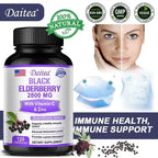 Black Elderberry 2800 Mg - with Vitamin C and Zinc, Immune System Support, Antioxidant Supplement, Skin Health Benefits