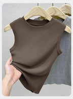 1pcs Spring Summer Women Knitted Tank Tops Girl Thin Tops Lady Basic Casual Tank Tops Round Collar Tees Sleeveless Top M~3XL