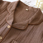 2025 New Spring Couple's Pajama Set 100% Cotton Long Sleeve Long Pants Two Piece Set for Men and Women's Home Furnishings