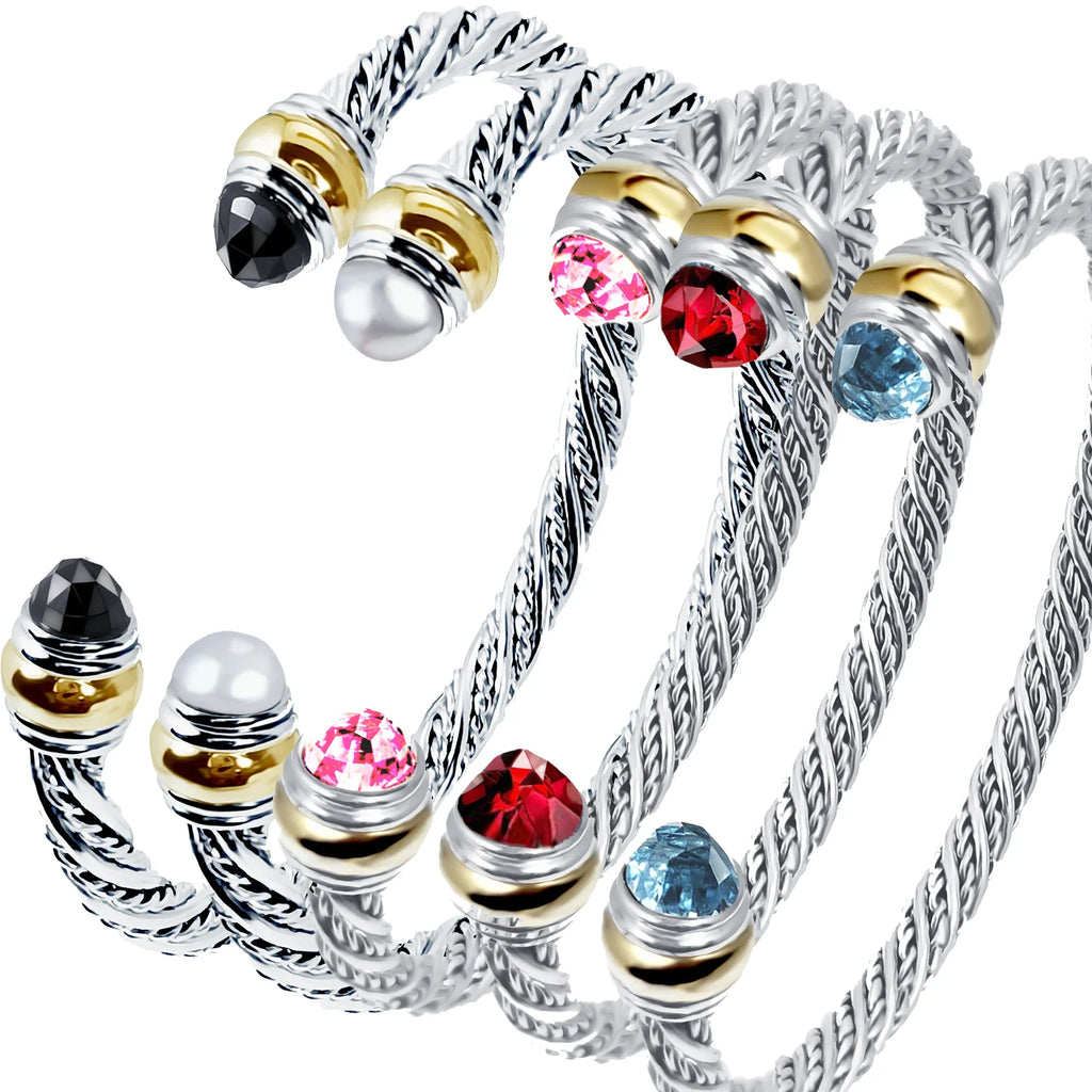 1PC Cable Bracelet for Women Gemstone Open Cuff Bracelet Bangle Bracelet Pearl Bracelet for Girls Best Gift for Women Friend