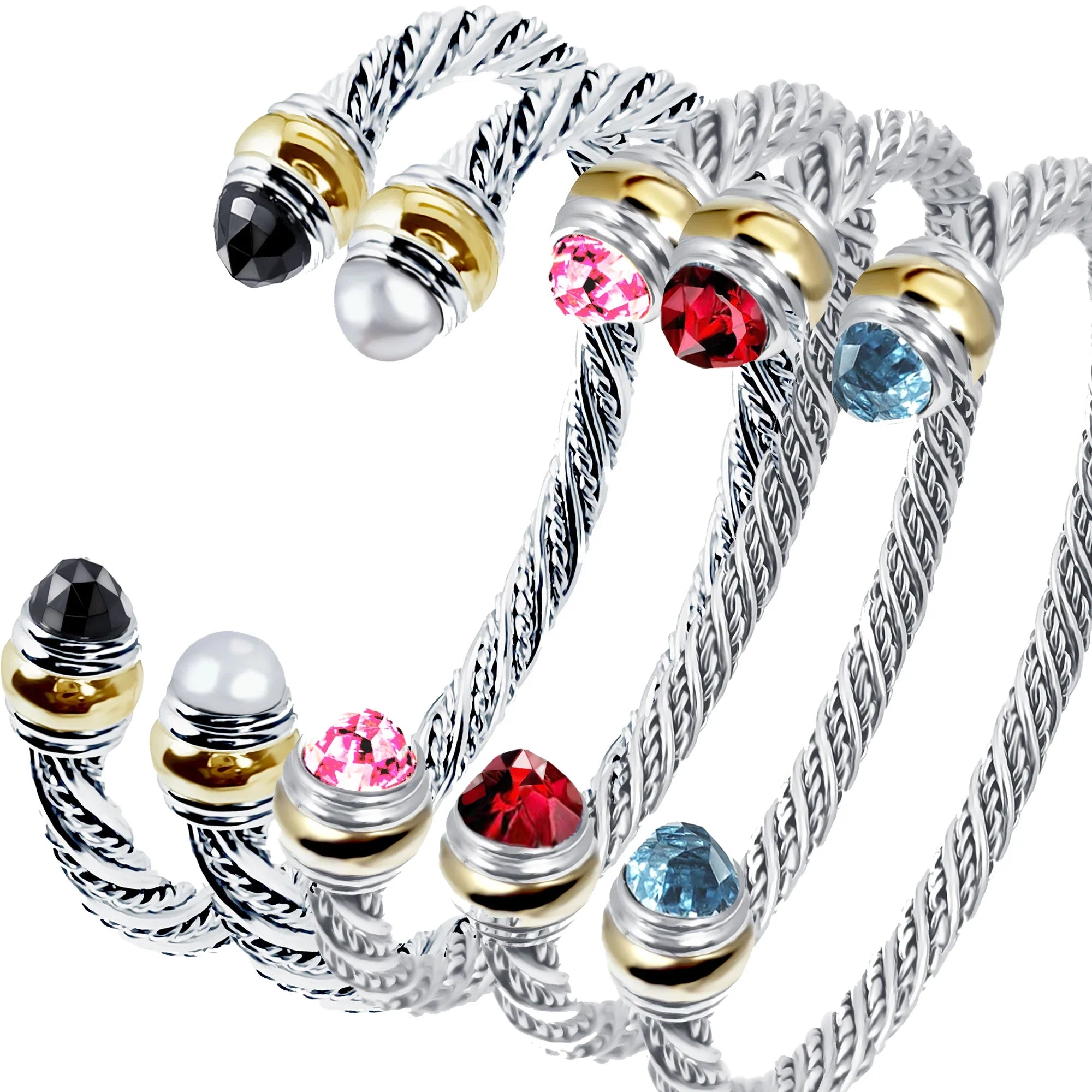 1PC Cable Bracelet for Women Gemstone Open Cuff Bracelet Bangle Bracelet Pearl Bracelet for Girls Best Gift for Women Friend