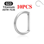 1/10PCS F136 G23 Titanium Piercing Nose Ring D Shape Hinged Segment CZ 16G Clicke Cartilage Tragus Helix Earrings Body Jewelry