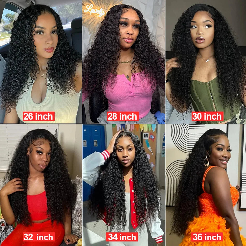 40 42 Inch Natural Color Deep Wave 13x4 13x6 HD Transparent Full Frontal Lace Curly Brazilian Human Hair Water Wigs 200 Density