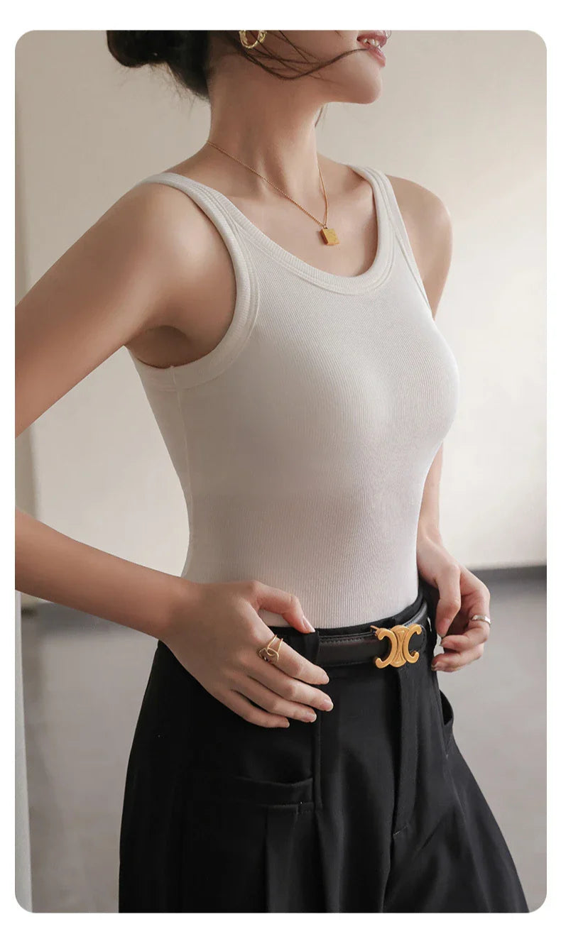 2025 Summer Women Strappy Tank Top Built-in Bra Seamless Wirefree Push Up Y2K Fashion Tube Top Innerwear Outerwear Hot Selling