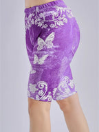 3 Piece Set Of Lmitation Denim Leggings For Women Butterfly Waist Fruit Flower Elastic Shorts High Waist Casual