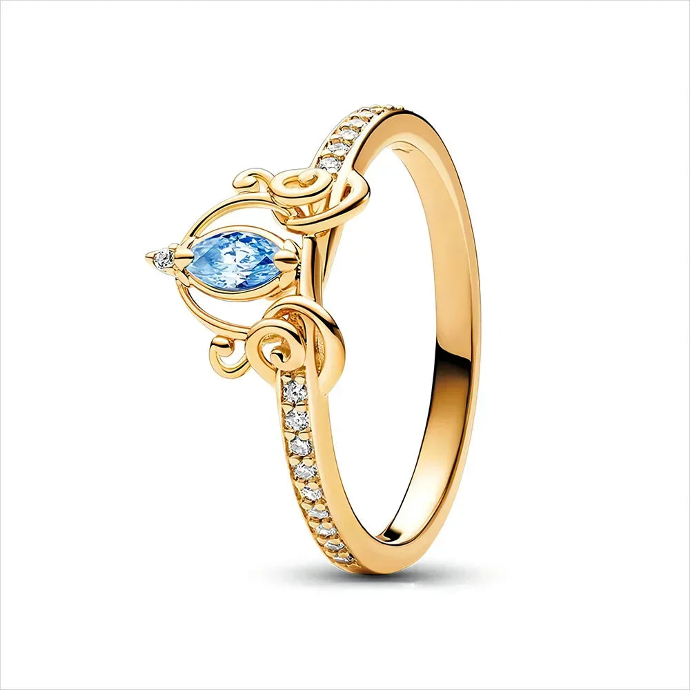 2024 Disney Mickey Sparkling Eternity  Dragon Crown Women's ring wedding vintage Accessories Fit Pandora 925 Original Bracelets