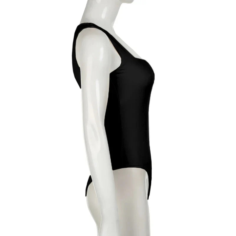 Darlingaga Casual Square Neck Fitness Summer Bodysuit Women Sleeveless Solid Basic One Piece Bodies Sporty Sexy Rompers Outfits