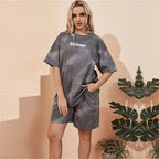 2Piece Suit Women T-Shirt Shorts Set Tie Dye Loose tshirt and wide leg middle shorts with pockets female Casual Soft Summer Sets
