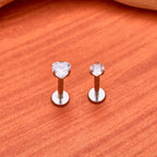 1/10PCS ASTM F136 Titanium 16G Heart CZ Threaded Labret 3mm/4mm CZ Cartilage Tragus Helix Nose Stud Piercing Jewelry
