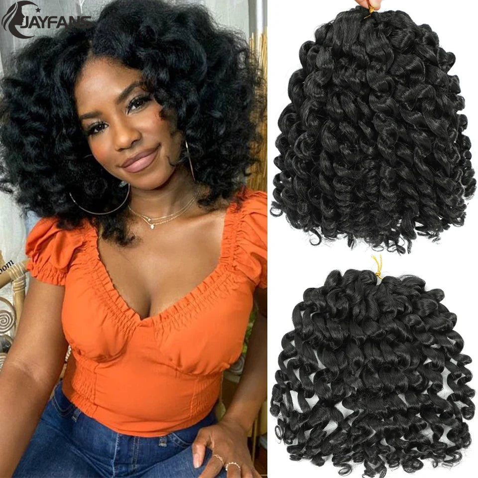 1- 5 Packs 8 inch Jumpy Wand Curl Jamaican Bounce Crochet Hair Natural Black Wand Curls Crochet Hair Short Curly Crochet Braids