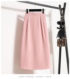 2025 Summer Female Fashionable Versatile Solid Skirts High Waisted Mid Length A-line Plus Size Skirt Split Wrap Body Skirt