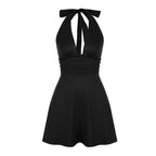 Halter Backless Black Sexy Women's Dress 2024 Fashion Korean Short Dress Elegant Female Clothing Evening Party Formal Occas Dres