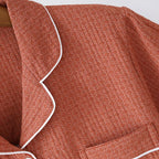 2025 New Japanese Spring/Summer Couple Pajama Set 100% Cotton Crepe Short Sleeve and Long Pants Two Piece Home Suit Thin Style