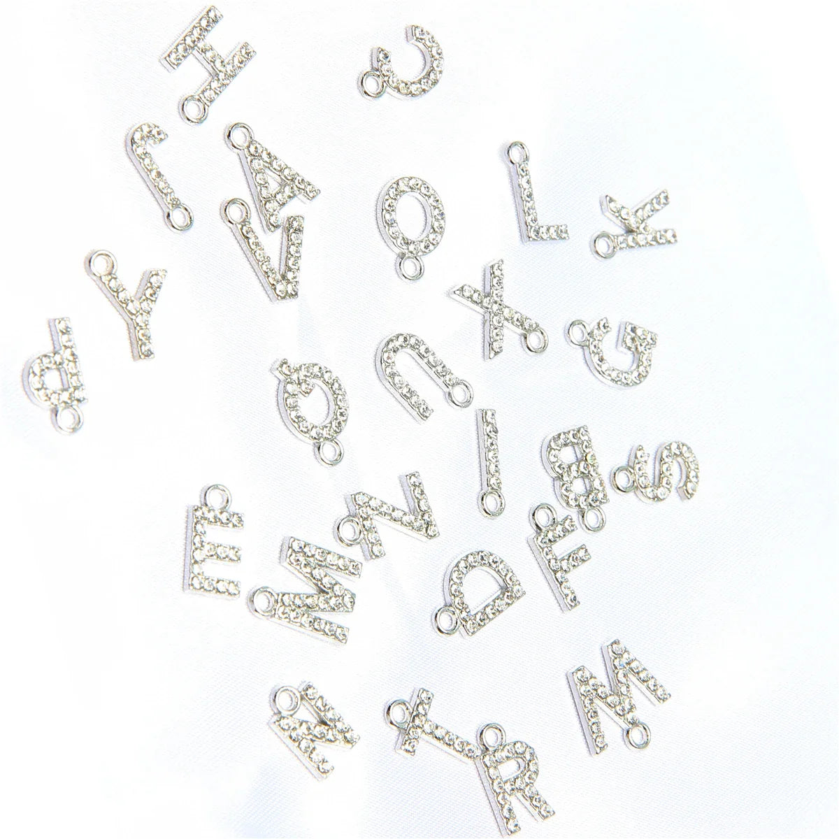 10pcs /26pcs pieces silver English letters drill metal pendant DIY fashion necklace bag pendant earrings material
