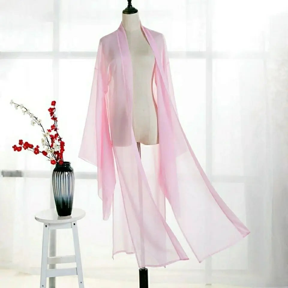 2025 new summer women long chiffon Cardigan sunscreen three quarter sleeve black blue white fashion thin cardigan