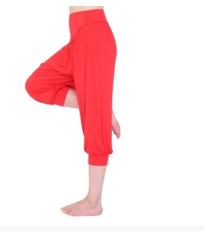 1pcs/lot woman modal yoga pants female summer solid belly dancing calf length pants