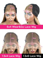 13x6 Highlight Wig Human Hair Deep Wave 40 Inch HD Lace Front Human Hair Wig 200 Density 4/27 Ombre Brown Blonde Lace Front Wigs
