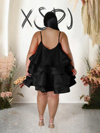 Elegant Chic Large Women Dresses Satin Summer Sexy Party Dress Strap Sleeveless Loose Plus Size Dresses Wholesale Dropshipping