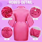 54pcs Spa Robe Sleepover Party Supplies Satin Bridesmaids Robes Includes 18 Kimono Robe Rose 18 White Hotel Spa Slippers 18 Eye