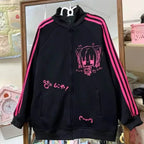 Black Cute Sweatshirts Coat Women's Clothing Stand Neck Zipper Jackets Y2k Tops Fashion Casual Hoodies Ropa Mujer Chic